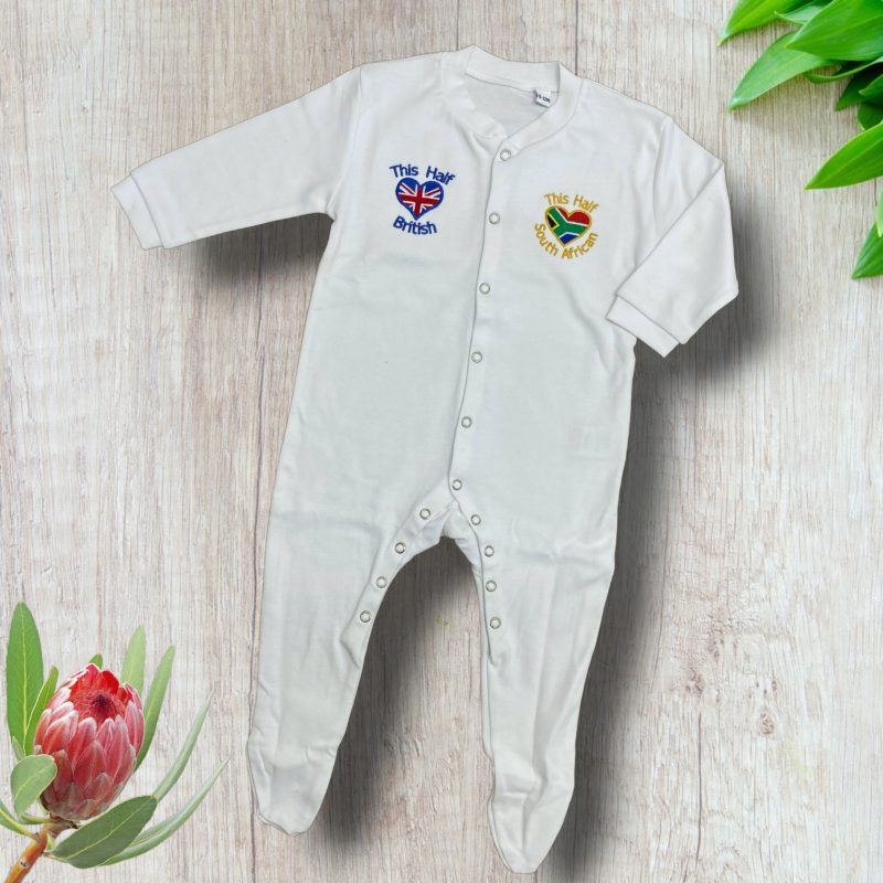 Assegai's Half GB & Half SA baby sleepsuit