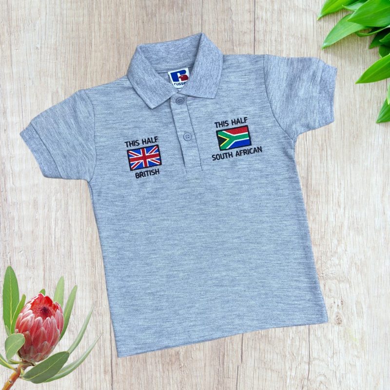 Assegai's half SA & half GB kids polo shirt